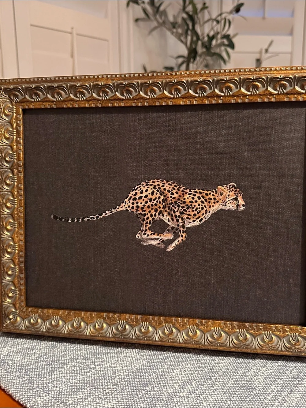 14x11 cheetah wild art print with glitter embellishment beautiful frame